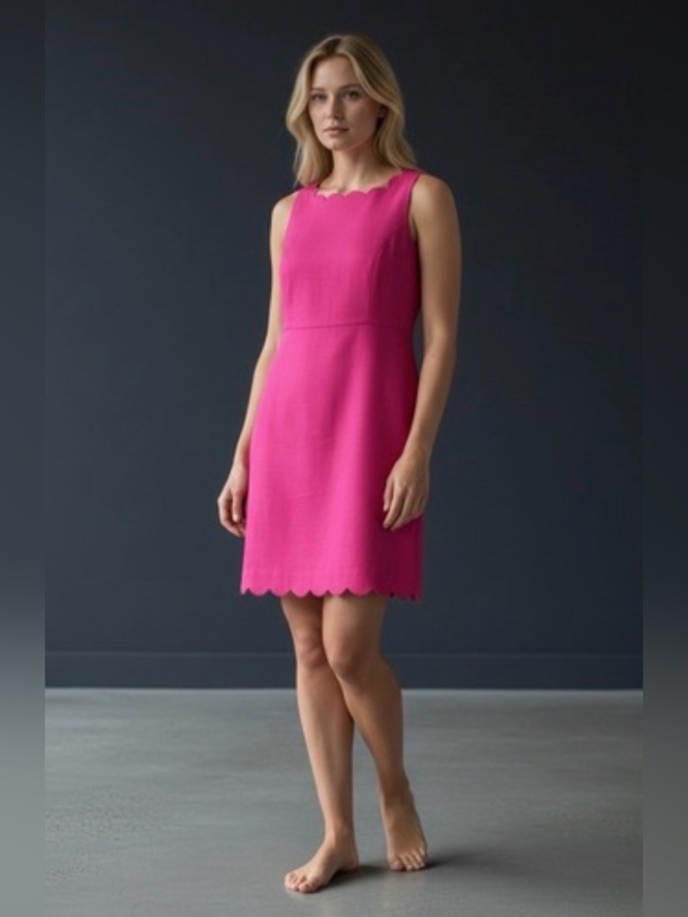 NWT J.Crew Hot Pink Scallop-Hem Basketweave Mini Sheath Dress